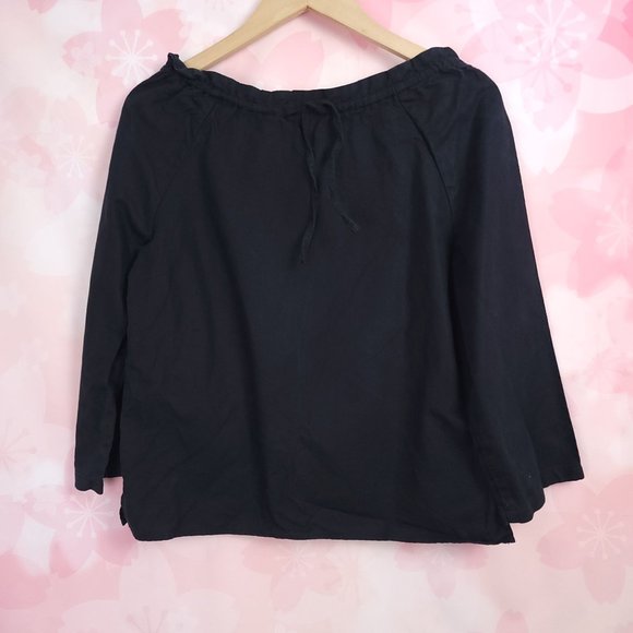 A.P.C. Linen Square Neck Top Black Tie Back Size Small - Picture 2 of 7